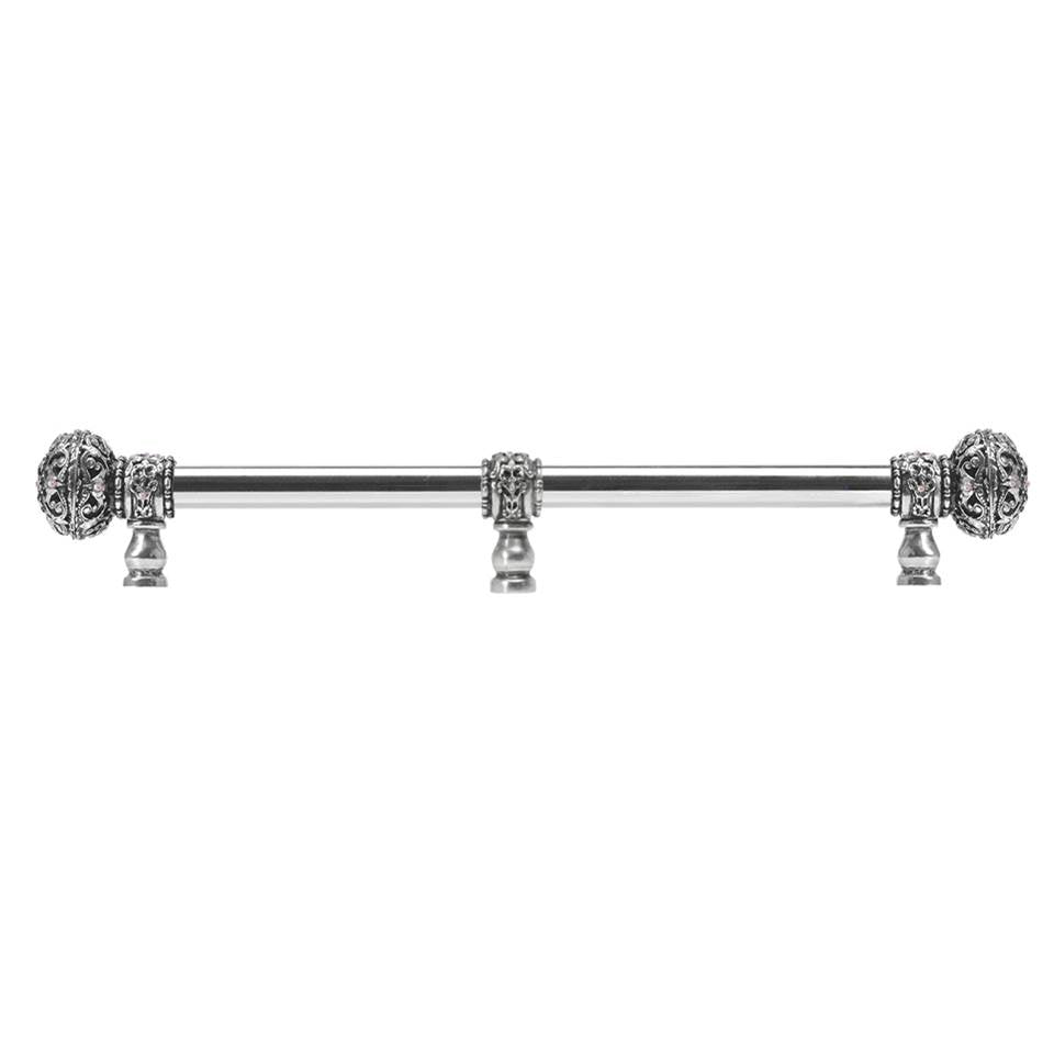 Carpe Diem Hardware - Juliane Grace 18'' O.C. (Approx) With 5/8'' Smooth Center Long Pull Large Finial W/ 65 Swarovski Clear and Aurore Boreale Crystals With Center Brace - Chalice
