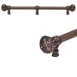 Carpe Diem Hardware - Juliane Grace 18'' O.C. Approx w/ 5/8'' Reeded Center Long Pull Large Finial w/ 65 Swarovski Crystals w/ Center Brace - Antique Brass