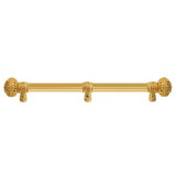 Carpe Diem Hardware - Juliane Grace 18'' O.C. Approx w/ 5/8'' Reeded Center Long Pull Large Finial w/ 65 Swarovski Crystals w/ Center Brace - Gilded Mercury