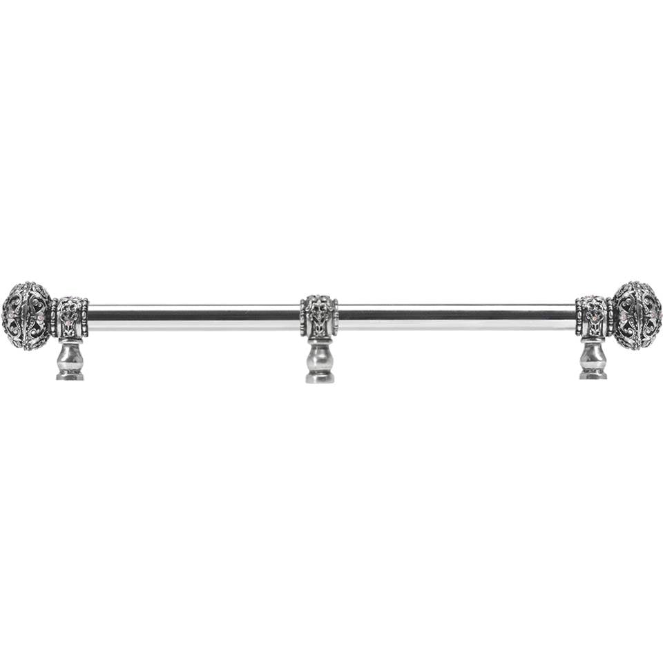 Carpe Diem Hardware - Juliane Grace 22'' O.C. (Approx) With 5/8'' Smooth Center Long Pull Large Finial W/ 65 Swarovski Clear and Aurore Boreale Crystals With Center Brace - Chalice