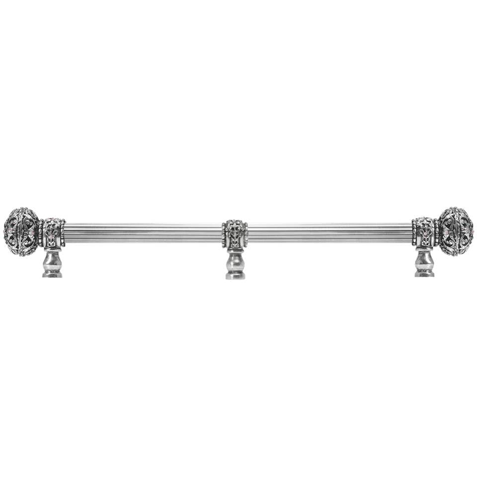 Carpe Diem Hardware - Juliane Grace 22'' O.C. (Approx) With 5/8'' Reeded Center Long Pull Large Finial W/ 65 Swarovski Clear and Aurore Boreale Crystals With Center Brace - Chalice
