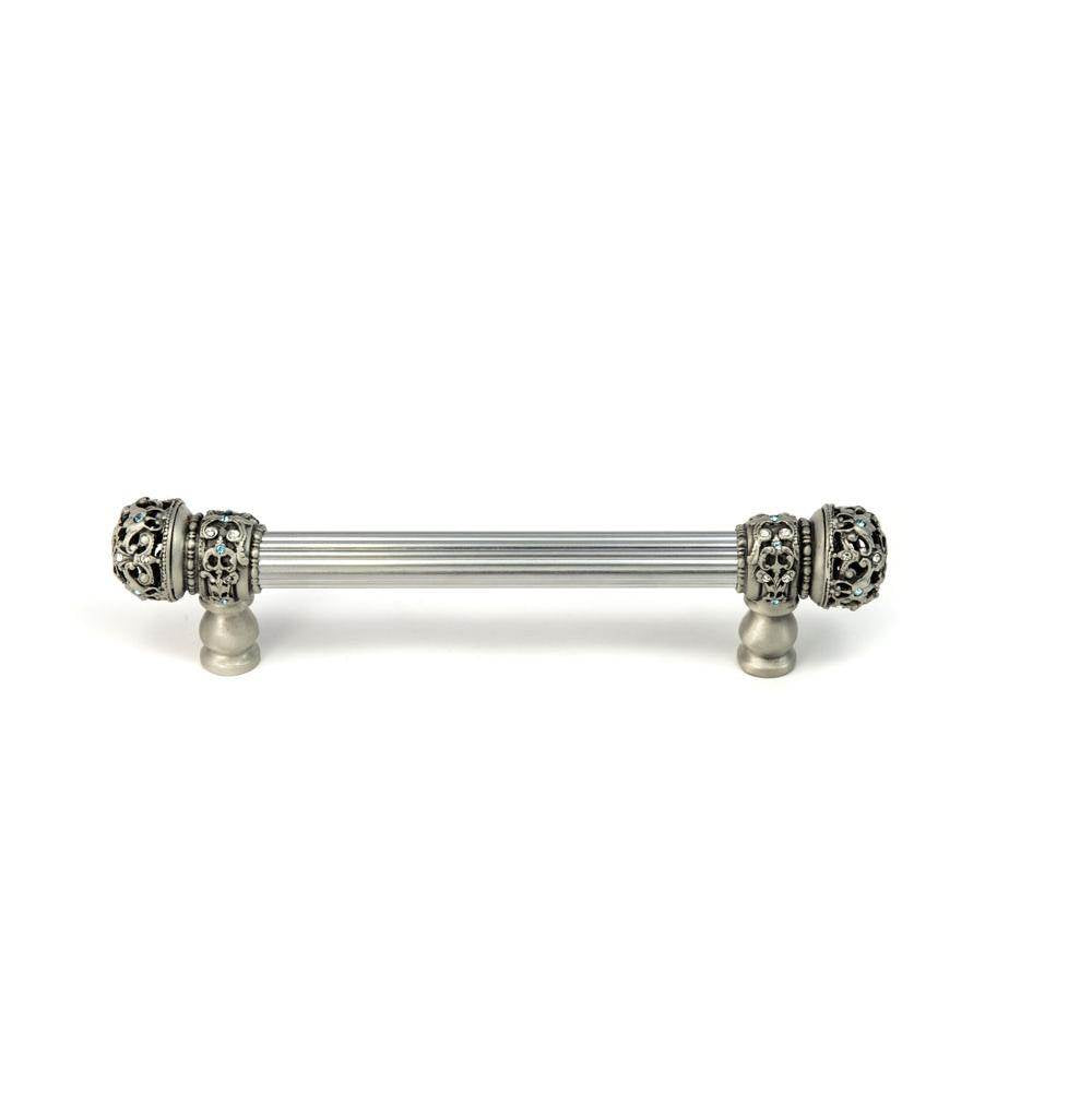 Carpe Diem Hardware - Juliane Grace 6'' O.C. Approx w/ 5/8'' Smooth Center Long Pull Small Finial w/ 52 Swarovski Crystals - Soft Gold