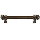 Carpe Diem Hardware - Juliane Grace 6'' O.C. Approx w/ 5/8'' Reeded Center Long Pull Small Finial w/ 52 Swarovski Crystals - Antique Brass