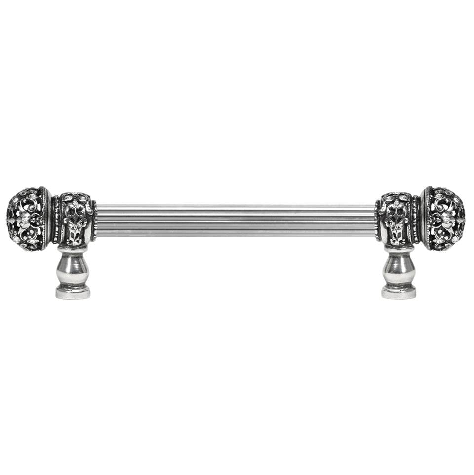 Carpe Diem Hardware - Juliane Grace 6'' O.C. (Approximately) With 5/8'' Reeded Center Long Pull Small Finial With Clear Swarovski Crystals In Chalice. - Chalice