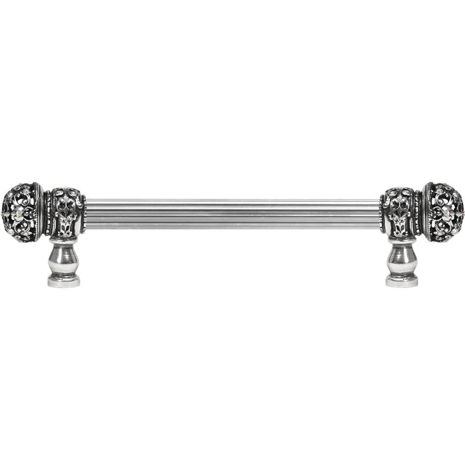 Carpe Diem Hardware - Juliane Grace 6'' O.C. (Approx) With 5/8'' Reeded Center Long Pull Small Finial W/ 52 Swarovski Clear and Aurore Boreale Crystals - Chalice