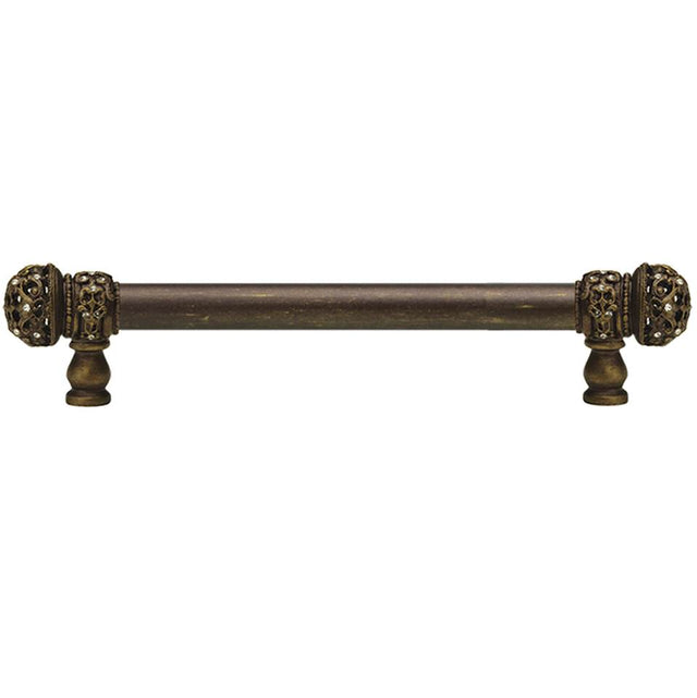 Carpe Diem Hardware - Juliane Grace 9'' O.C. (Approximately) With 5/8'' Smooth Center Long Pull Small Finial With Clear Swarovski Crystals In Antique Brass. - Antique Brass