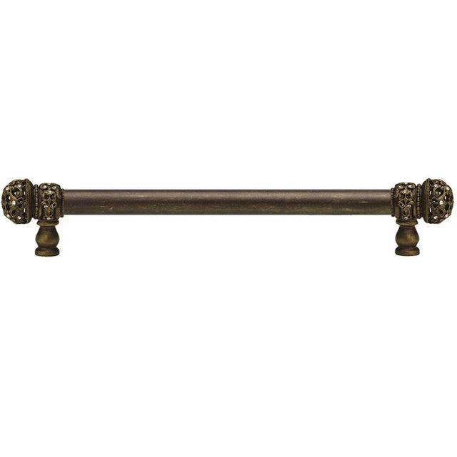 Carpe Diem Hardware - Juliane Grace 12'' O.C. (Approximately) With 5/8'' Smooth Center Long Pull Small Finial With Clear Swarovski Crystals In Antique Brass. - Antique Brass