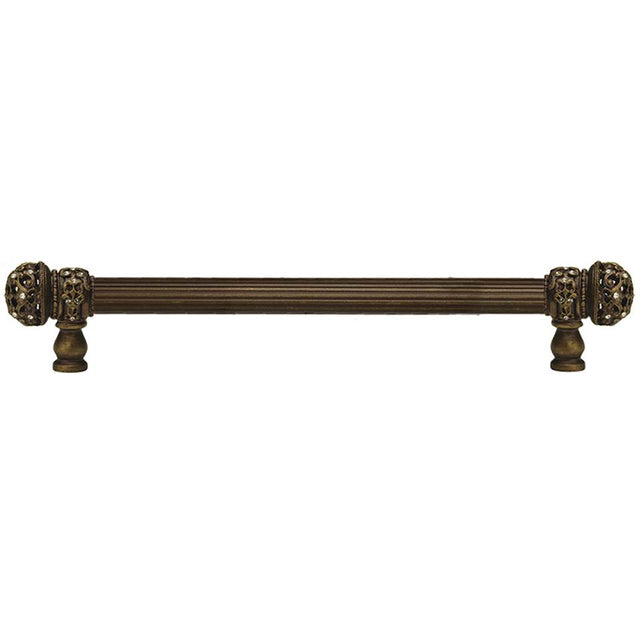 Carpe Diem Hardware - Juliane Grace 12'' O.C. (Approximately) With 5/8'' Reeded Center Long Pull Small Finial With Clear Swarovski Crystals In Antique Brass. - Antique Brass