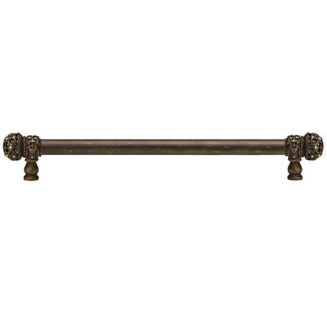 Carpe Diem Hardware - Juliane Grace 18'' O.C Approx w/ 5/8'' Smooth Center Long Pull Small Finial w/ 52 Swarovski Crystals - Antique Brass