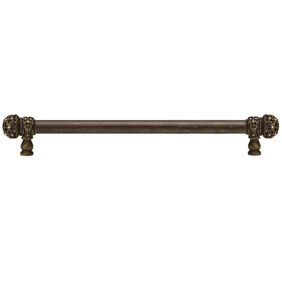 Carpe Diem Hardware - Juliane Grace 18'' O.C. (Approximately) With 5/8'' Smooth Center Long Pull Small Finial With Clear Swarovski Crystals In Antique Brass. - Antique Brass