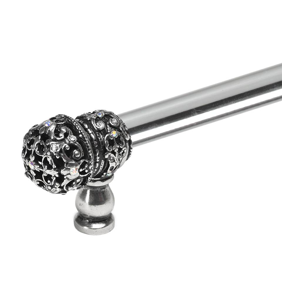 Juliane Grace 18'' O.C (Approx) With 5/8'' Smooth Center Long Pull Small Finial W/ 52 Swarovski Clear and Aurore Boreale Crystals