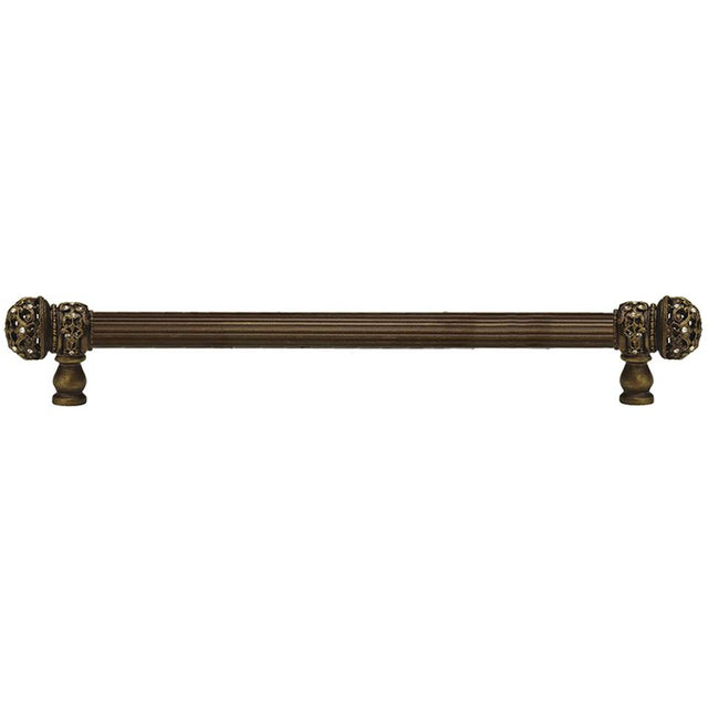 Carpe Diem Hardware - Juliane Grace 18'' O.C. (Approximately) With 5/8'' Reeded Center Long Pull Small Finial With Clear Swarovski Crystals In Antique Brass. - Antique Brass