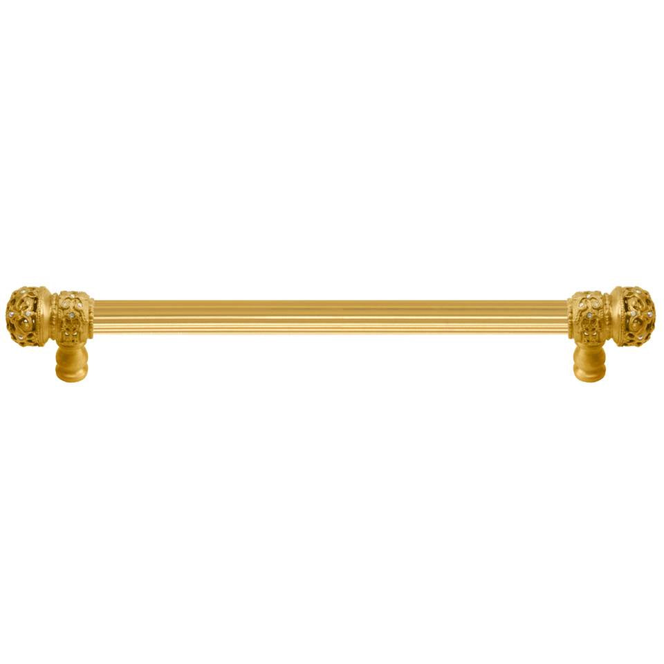 Carpe Diem Hardware - Juliane Grace 18'' O.C (Approx) With 5/8'' Reeded Center Long Pull Small Finial W/ 52 Swarovski Clear and Aurore Boreale Crystals - Gilded Mercury