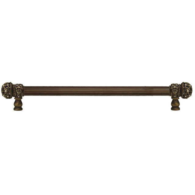 Carpe Diem Hardware - Juliane Grace 22'' O.C. (Approximately) With 5/8'' Reeded Center Long Pull Small Finial With Clear Swarovski Crystals In Antique Brass. - Antique Brass