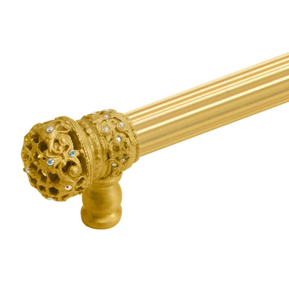 Juliane Grace 22'' O.C. (Approx) With 5/8'' Reeded Center Long Pull Small Finial W/ 52 Swarovski Clear and Aurore Boreale Crystals