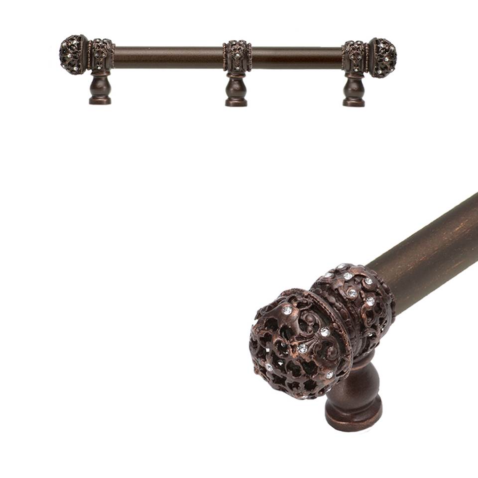 Carpe Diem Hardware - Juliane Grace 6'' O.C. (Approx) With 5/8'' Smooth Center Long Pull Small Finial W/ 61 Swarovski Clear Crystals With Center Brace - Oil Rubbed Bronze