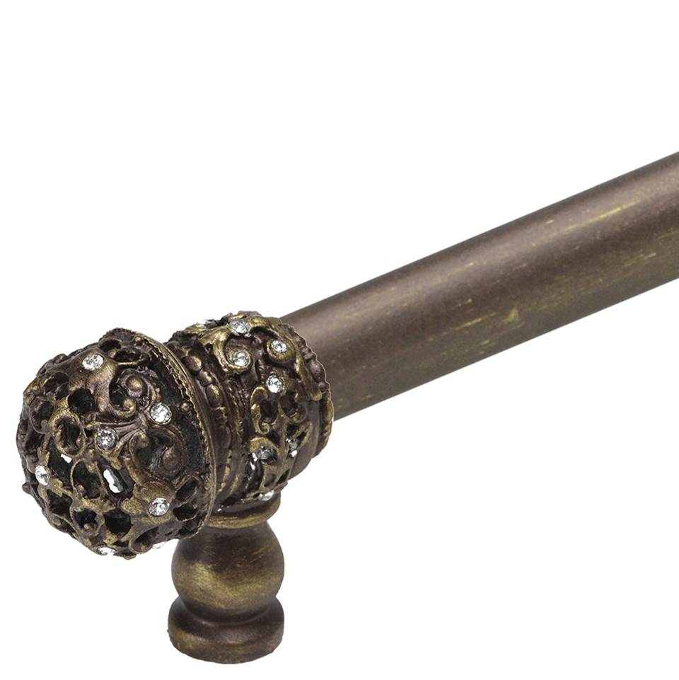 Juliane Grace 6'' O.C. (Approx) With 5/8'' Smooth Center Long Pull Small Finial W/ 61 Swarovski Clear Crystals With Center Brace