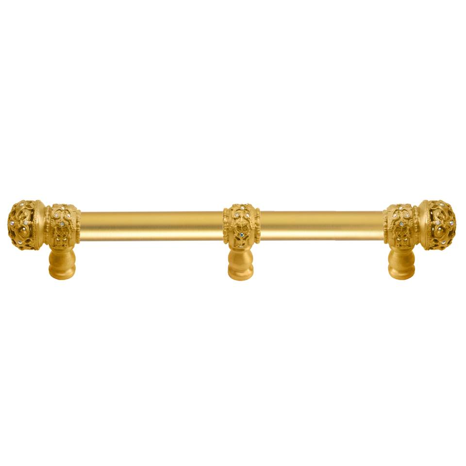 Carpe Diem Hardware - Juliane Grace 6'' O.C. (Approx) With 5/8'' Smooth Center Long Pull Small Finial W/ 61 Swarovski Clear and Aurore Boreale Crystals With Center Brace - Gilded Mercury