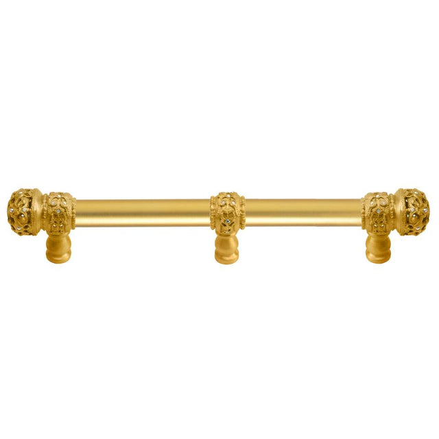 Carpe Diem Hardware - Juliane Grace 6'' O.C. (Approx) With 5/8'' Smooth Center Long Pull Small Finial W/ 61 Swarovski Clear and Aurore Boreale Crystals With Center Brace - Gilded Mercury