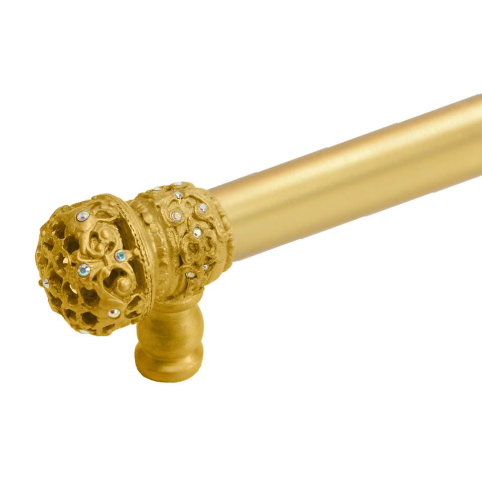 Juliane Grace 6'' O.C. (Approx) With 5/8'' Smooth Center Long Pull Small Finial W/ 61 Swarovski Clear and Aurore Boreale Crystals With Center Brace