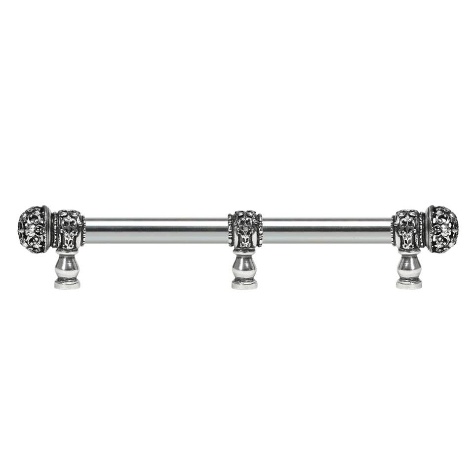Carpe Diem Hardware - Juliane Grace 6'' O.C. (Approximately) With 5/8'' Smooth Center Long Pull and Center Brace Small Finial With Clear Swarovski Crystals In Chalice. - Chalice