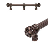 Carpe Diem Hardware - Juliane Grace 6'' O.C. (Approx) With 5/8'' Reeded Center Long Pull Small Finial W/ 61 Swarovski Clear Crystals With Center Brace - Oil Rubbed Bronze
