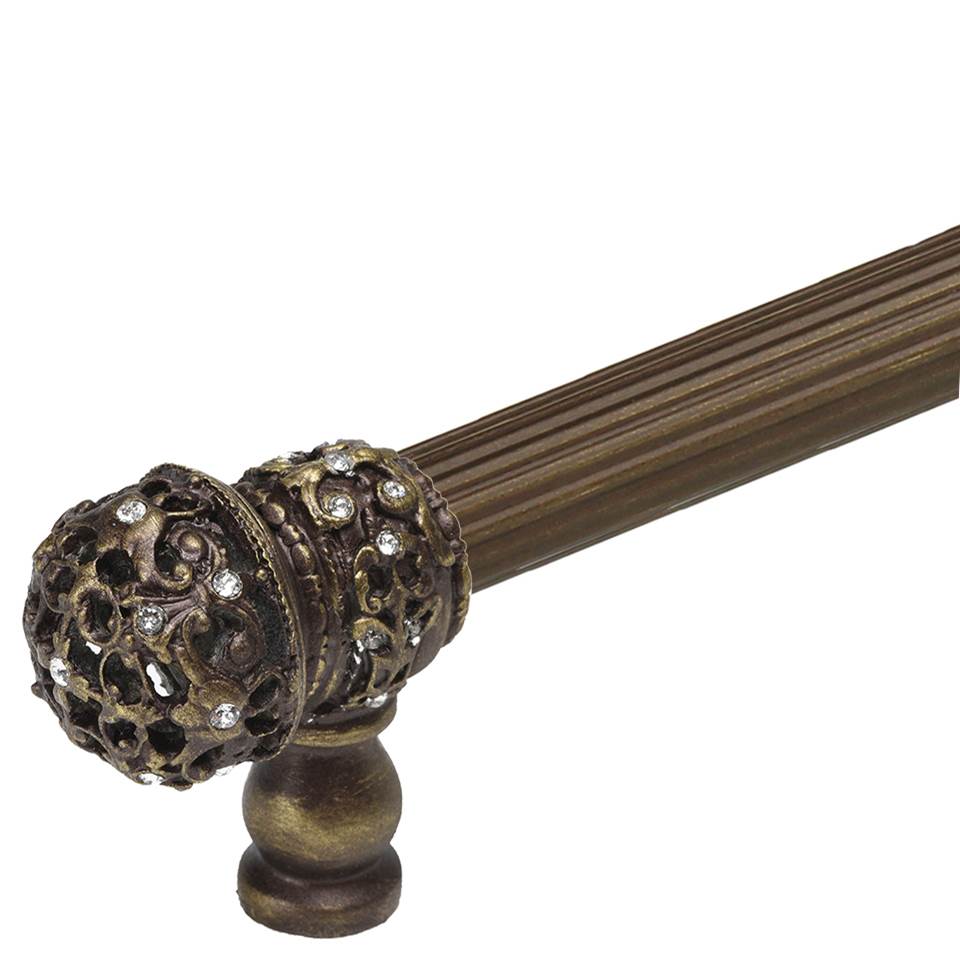 Juliane Grace 6'' O.C. (Approx) With 5/8'' Reeded Center Long Pull Small Finial W/ 61 Swarovski Clear Crystals With Center Brace