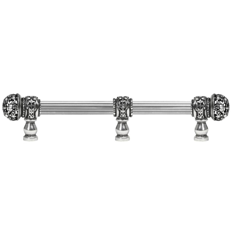 Carpe Diem Hardware - Juliane Grace 6'' O.C. (Approximately) With 5/8'' Reeded Center Long Pull and Center Brace Small Finial With Clear Swarovski Crystals In Chalice. - Chalice