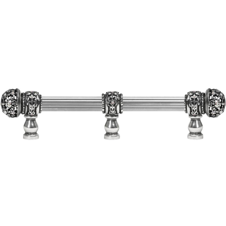 Carpe Diem Hardware - Juliane Grace 6'' O.C. (Approx) With 5/8'' Reeded Center Long Pull Small Finial W/ 61 Swarovski Clear and Aurore Boreale Crystals With Center Brace - Chalice