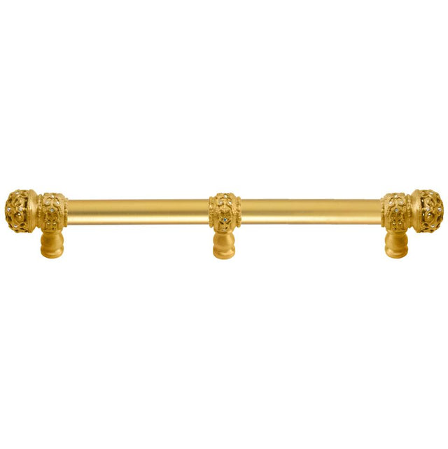 Carpe Diem Hardware - Juliane Grace 9'' O.C. (Approx) With 5/8'' Smooth Center Long Pull Small Finial W/ 61 Swarovski Clear and Aurore Boreale Crystals With Center Brace - Gilded Mercury