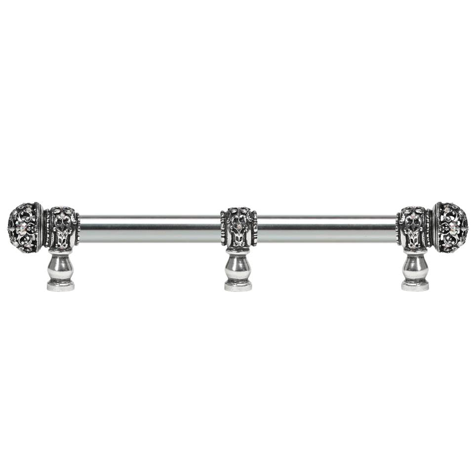 Carpe Diem Hardware - Juliane Grace 9'' O.C. (Approx) With 5/8'' Smooth Center Long Pull Small Finial W/ 61 Swarovski Clear and Aurore Boreale Crystals With Center Brace - Chalice