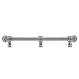 Carpe Diem Hardware - Juliane Grace 9'' O.C. (Approx) With 5/8'' Reeded Center Long Pull Small Finial W/ 61 Swarovski Clear and Aurore Boreale Crystals With Center Brace - Platinum
