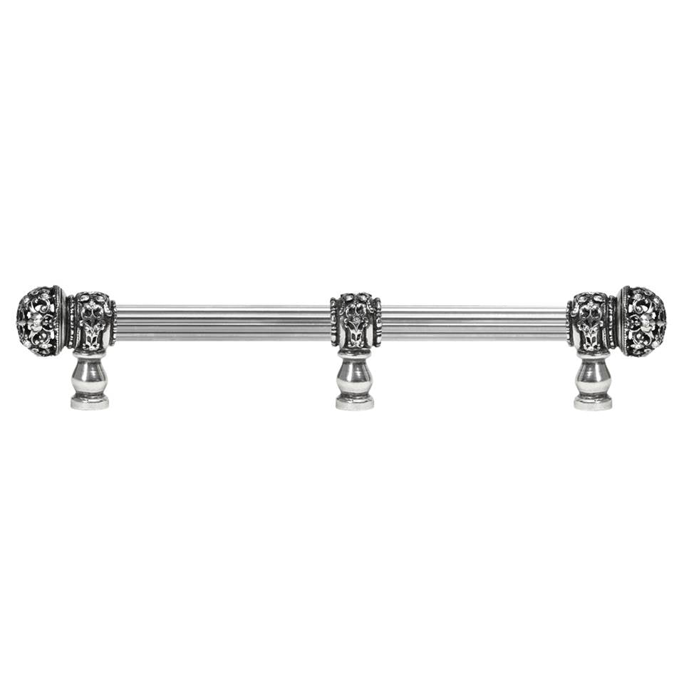 Carpe Diem Hardware - Juliane Grace 9'' O.C. (Approximately) With 5/8'' Reeded Center Long Pull and Center Brace Small Finial With Clear Swarovski Crystals In Chalice. - Chalice