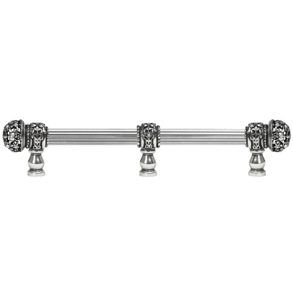 Carpe Diem Hardware - Juliane Grace 9'' O.C. (Approx) With 5/8'' Reeded Center Long Pull Small Finial W/ 61 Swarovski Clear and Aurore Boreale Crystals With Center Brace - Chalice