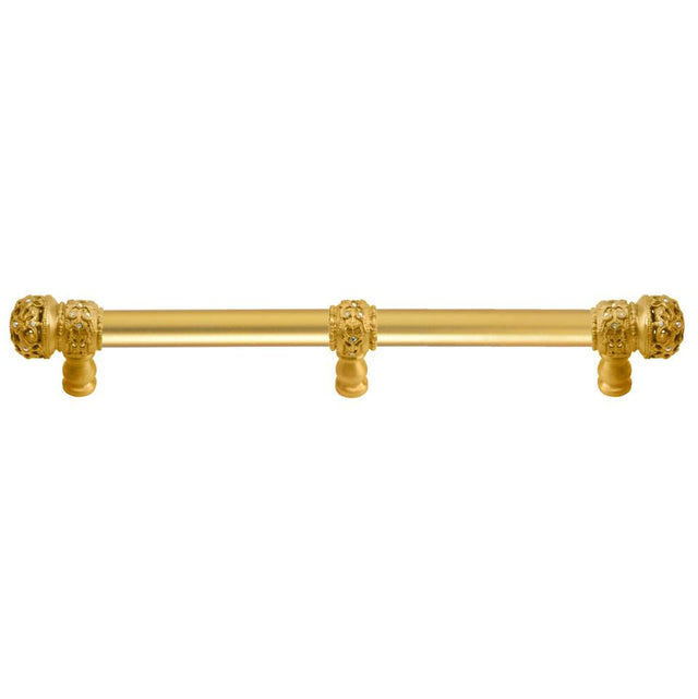 Carpe Diem Hardware - Juliane Grace 12'' O.C. (Approx) With 5/8'' Smooth Center Long Pull Small Finial W/ 61 Swarovski Clear and Aurore Boreale Crystals With Center Brace - Gilded Mercury