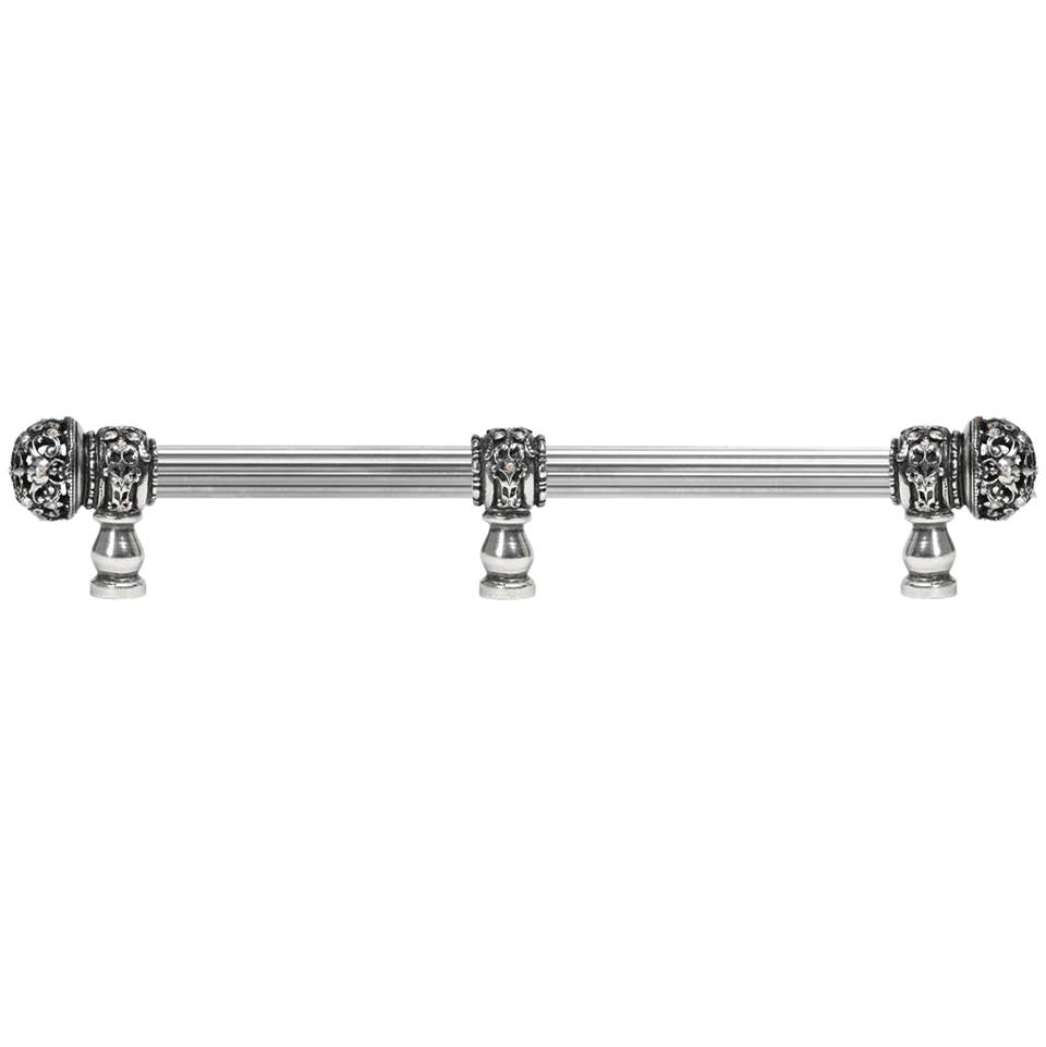 Carpe Diem Hardware - Juliane Grace 12'' O.C. (Approx) With 5/8'' Reeded Center Long Pull Small Finial W/ 61 Swarovski Clear and Aurore Boreale Crystals With Center Brace - Chalice