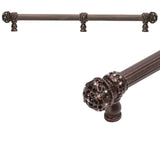 Carpe Diem Hardware - Juliane Grace 18'' O.C (Approx) With 5/8'' Reeded Center Long Pull Small Finial W/ 61 Swarovski Clear Crystals With Center Brace - Oil Rubbed Bronze