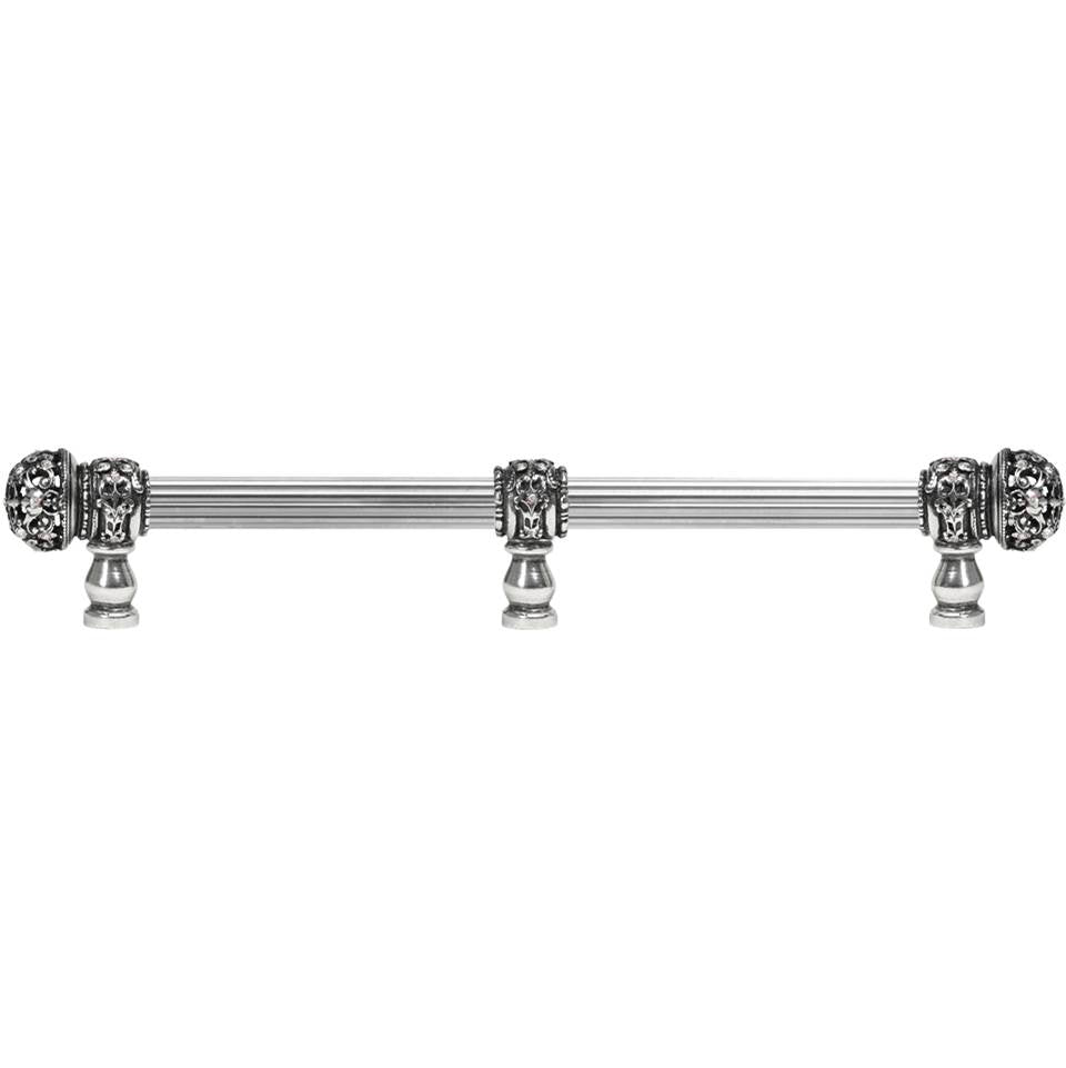 Carpe Diem Hardware - Juliane Grace 18'' O.C (Approx) With 5/8'' Reeded Center Long Pull Small Finial W/ 61 Swarovski Clear and Aurore Boreale Crystals With Center Brace - Chalice