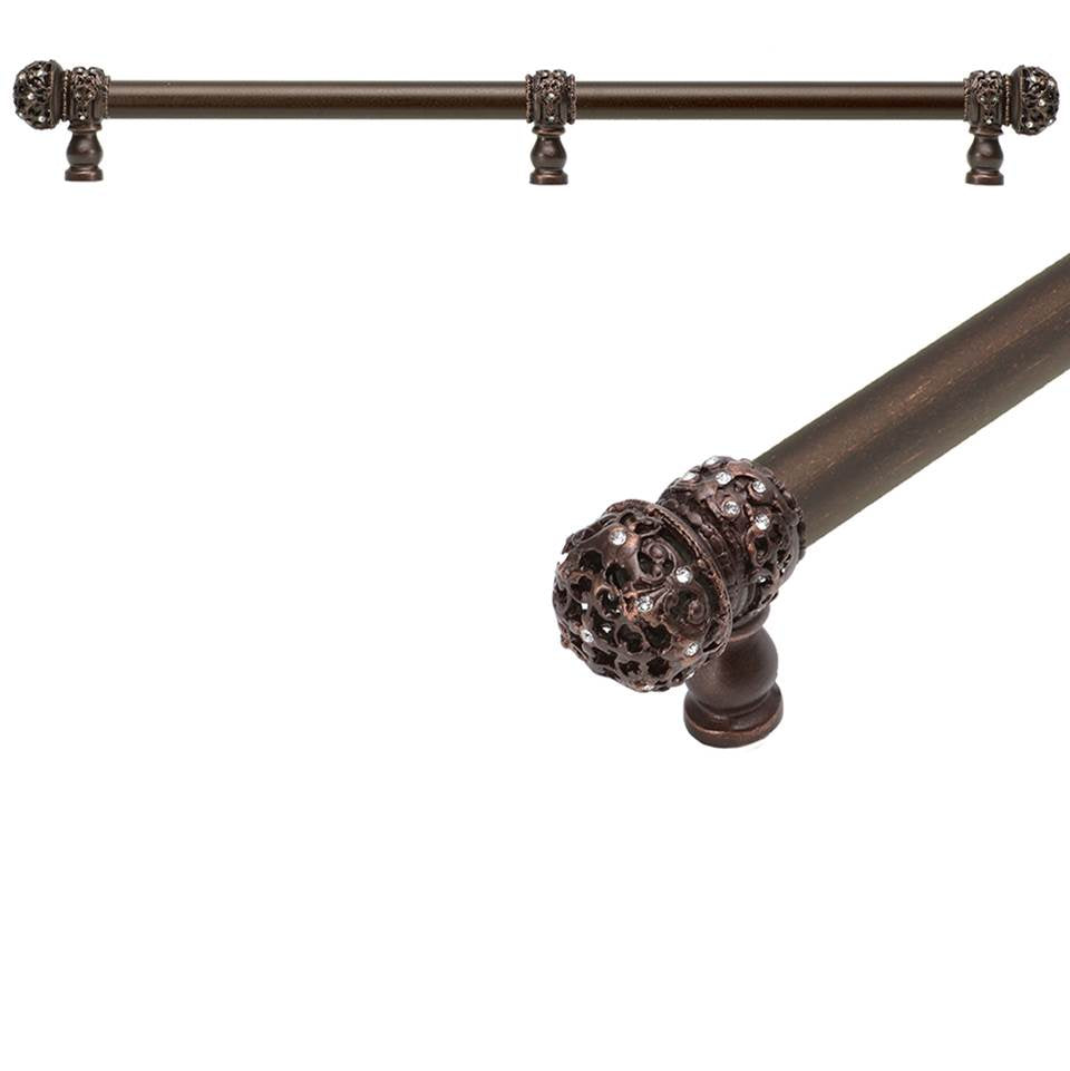 Carpe Diem Hardware - Juliane Grace 22'' O.C. Approx w/ 5/8'' Smooth Center Long Pull Small Finial w/ 61 Swarovski Crystals w/ Center Brace - Soft Gold