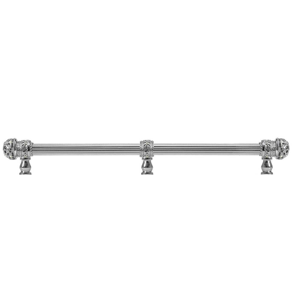 Carpe Diem Hardware - Juliane Grace 22'' O.C. (Approx) With 5/8'' Reeded Center Long Pull Small Finial W/ 61 Swarovski Clear and Aurore Boreale Crystals With Center Brace - Platinum
