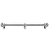 Carpe Diem Hardware - Juliane Grace 22'' O.C. (Approx) With 5/8'' Reeded Center Long Pull Small Finial W/ 61 Swarovski Clear and Aurore Boreale Crystals With Center Brace - Platinum