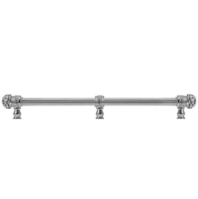 Carpe Diem Hardware - Juliane Grace 22'' O.C. (Approx) With 5/8'' Reeded Center Long Pull Small Finial W/ 61 Swarovski Clear and Aurore Boreale Crystals With Center Brace - Platinum