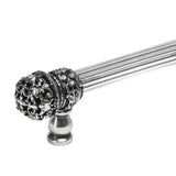 Juliane Grace 22'' O.C. (Approx) With 5/8'' Reeded Center Long Pull Small Finial W/ 61 Swarovski Clear and Aurore Boreale Crystals With Center Brace