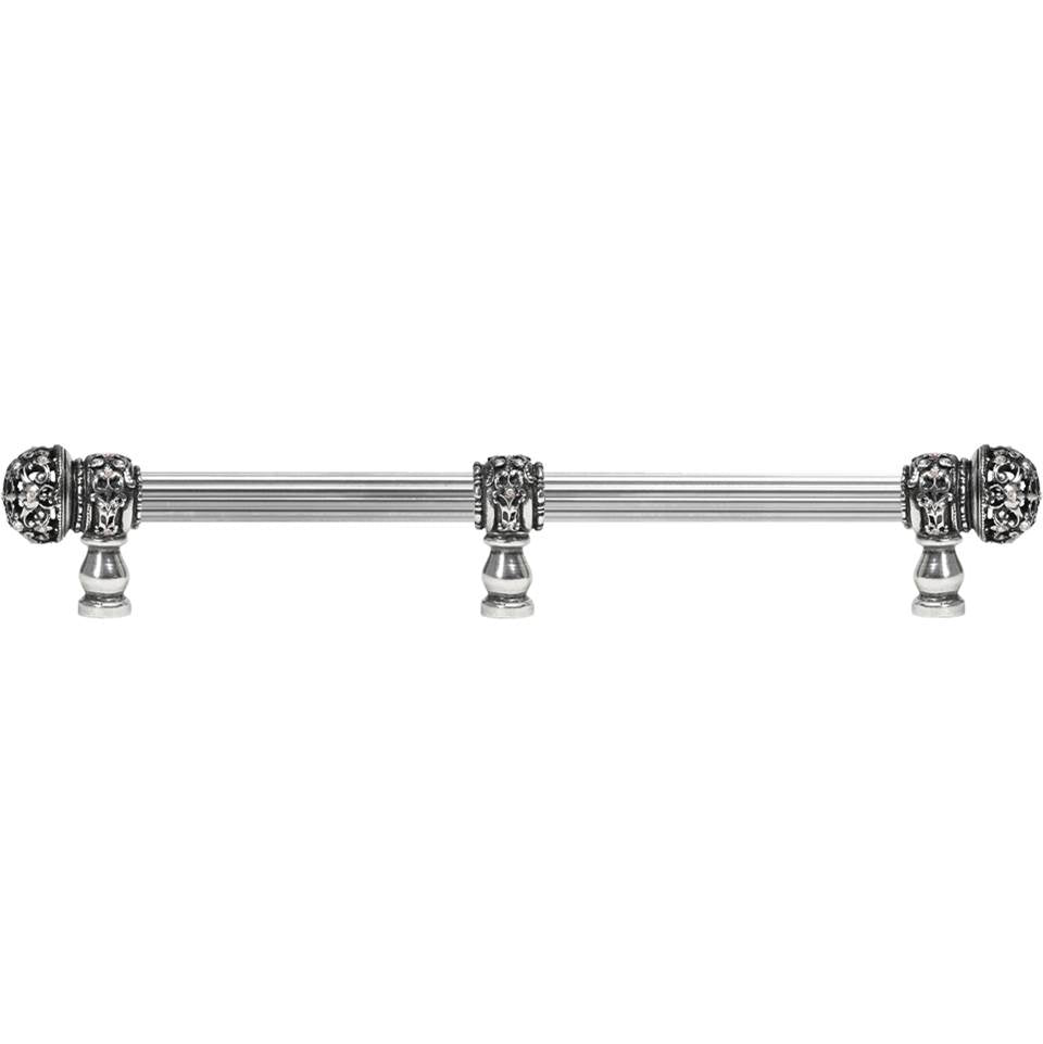 Carpe Diem Hardware - Juliane Grace 22'' O.C. (Approx) With 5/8'' Reeded Center Long Pull Small Finial W/ 61 Swarovski Clear and Aurore Boreale Crystals With Center Brace - Chalice