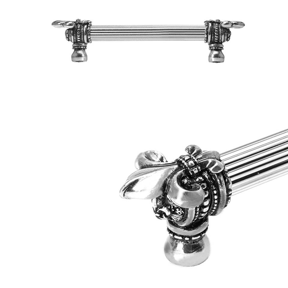 Carpe Diem Hardware - Charlemagne 6'' O.C. (Approximately) With 5/8'' Reeded Center Long Pull With Large Fleur De Lys - Chalice