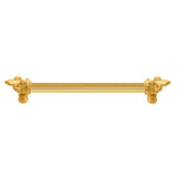 Carpe Diem Hardware - Charlemagne 9'' O.C. (Approximately) With 5/8'' Reeded Center Long Pull With Large Fleur De Lys - Gilded Mercury