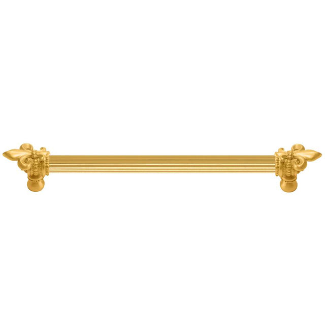 Carpe Diem Hardware - Charlemagne 12'' O.C. (Approximately) With 5/8'' Reeded Center Long Pull With Large Fleur De Lys - Gilded Mercury