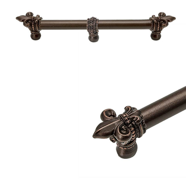 Carpe Diem Hardware - Charlemagne 9'' O.C. (Approximately) With 5/8'' Smooth Center Long Pull With Large Fleur De Lys With Center Brace - Oil Rubbed Bronze
