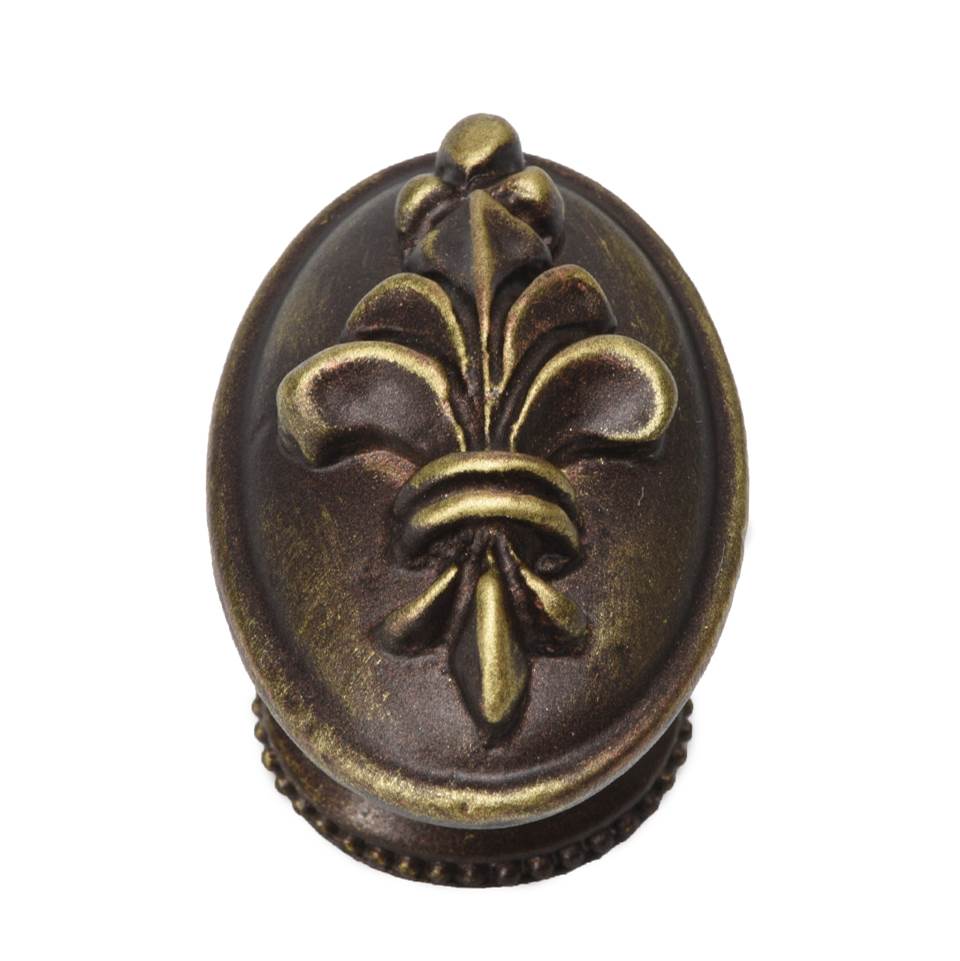 Carpe Diem Hardware - Charlemagne Oval Knob In Antique Brass. - Antique Brass