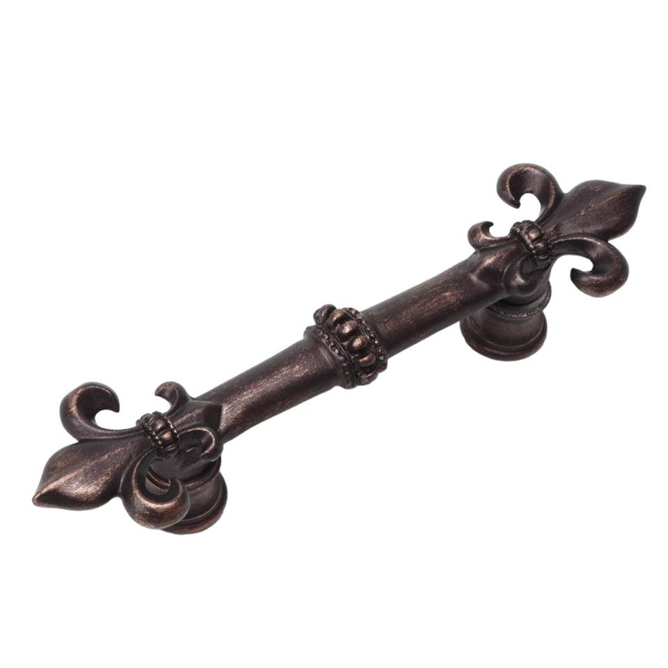 Carpe Diem Hardware - Charlemagne 3'' O.C. Pull With Large Fleur De Lys - Oil Rubbed Bronze